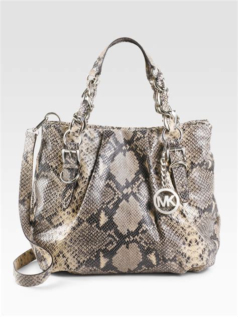 michael kors python purse chrome|python embossed leather.